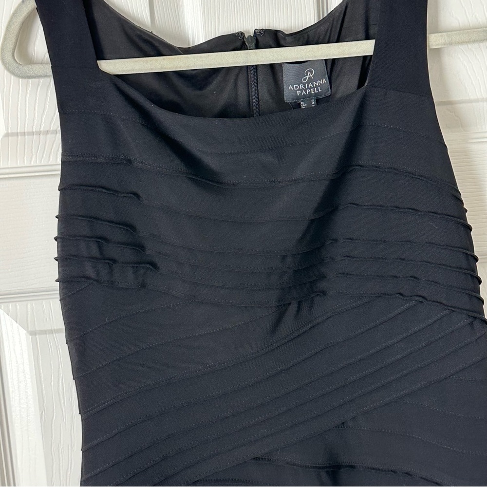 Textured stripe black sheath dress